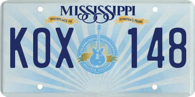 MS license plate KOX148
