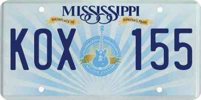 MS license plate KOX155