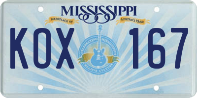 MS license plate KOX167