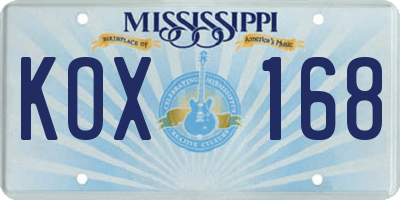 MS license plate KOX168