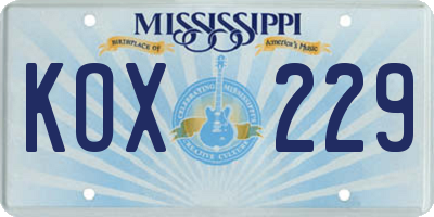 MS license plate KOX229