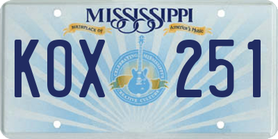 MS license plate KOX251