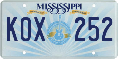 MS license plate KOX252