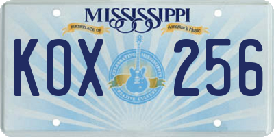 MS license plate KOX256