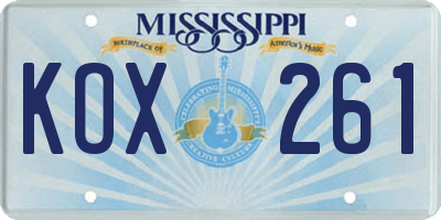 MS license plate KOX261