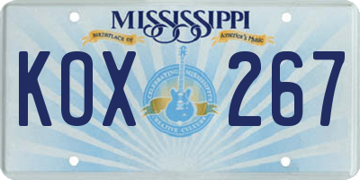 MS license plate KOX267