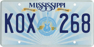 MS license plate KOX268