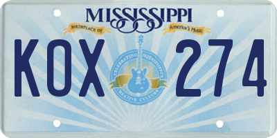 MS license plate KOX274