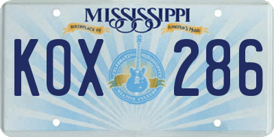 MS license plate KOX286
