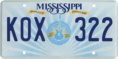 MS license plate KOX322