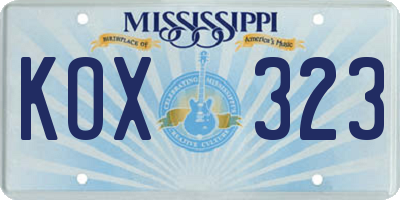 MS license plate KOX323