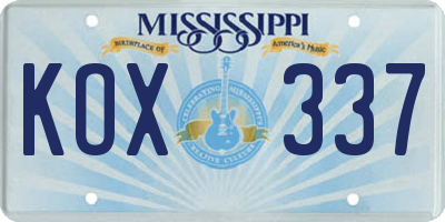 MS license plate KOX337