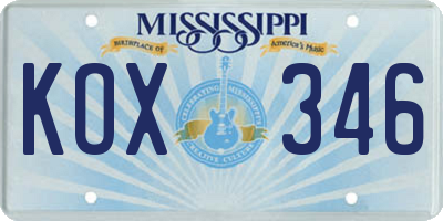 MS license plate KOX346