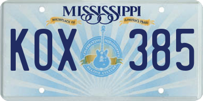 MS license plate KOX385