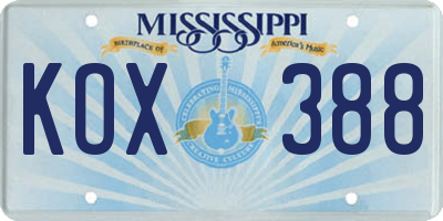 MS license plate KOX388