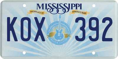 MS license plate KOX392