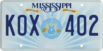 MS license plate KOX402