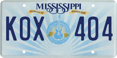 MS license plate KOX404