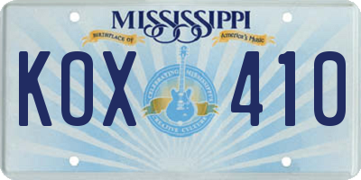 MS license plate KOX410
