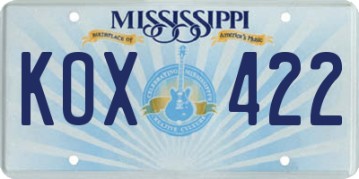 MS license plate KOX422