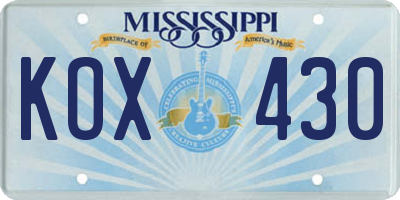 MS license plate KOX430