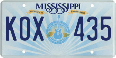 MS license plate KOX435