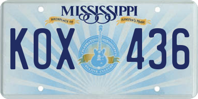 MS license plate KOX436
