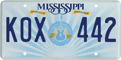 MS license plate KOX442