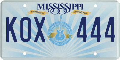 MS license plate KOX444
