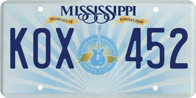 MS license plate KOX452
