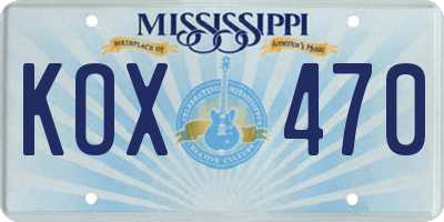 MS license plate KOX470