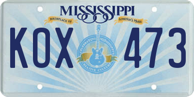 MS license plate KOX473