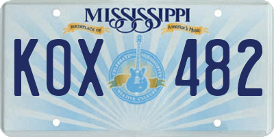 MS license plate KOX482