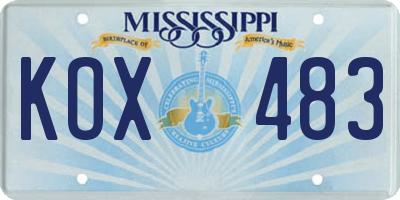 MS license plate KOX483
