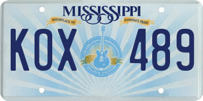 MS license plate KOX489