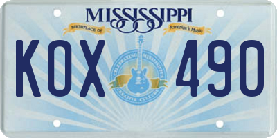 MS license plate KOX490