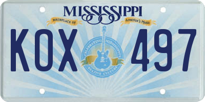 MS license plate KOX497