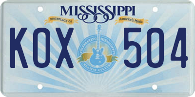 MS license plate KOX504