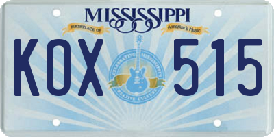 MS license plate KOX515