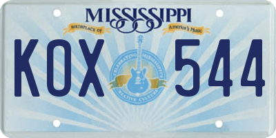 MS license plate KOX544