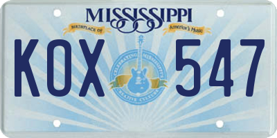 MS license plate KOX547