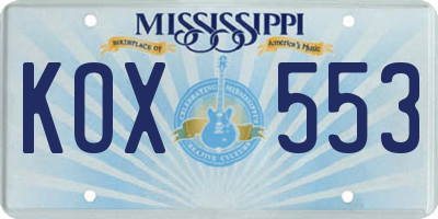 MS license plate KOX553