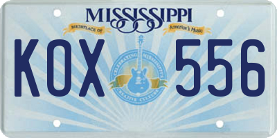 MS license plate KOX556