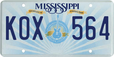 MS license plate KOX564