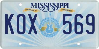 MS license plate KOX569