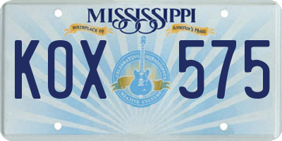 MS license plate KOX575