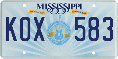 MS license plate KOX583