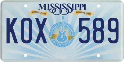 MS license plate KOX589