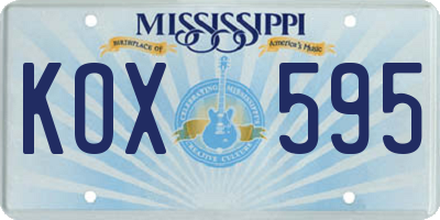 MS license plate KOX595
