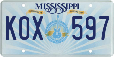 MS license plate KOX597